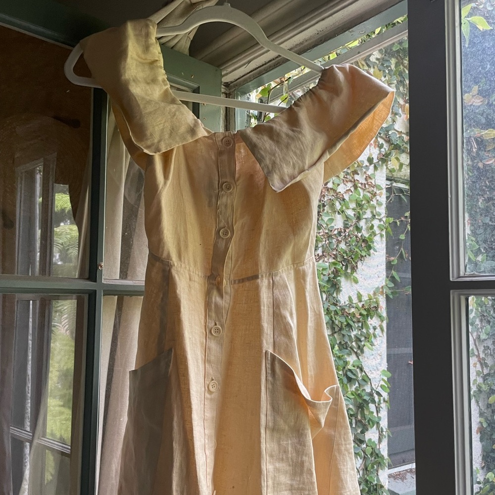 Off the shoulder yellow Reformation Dress